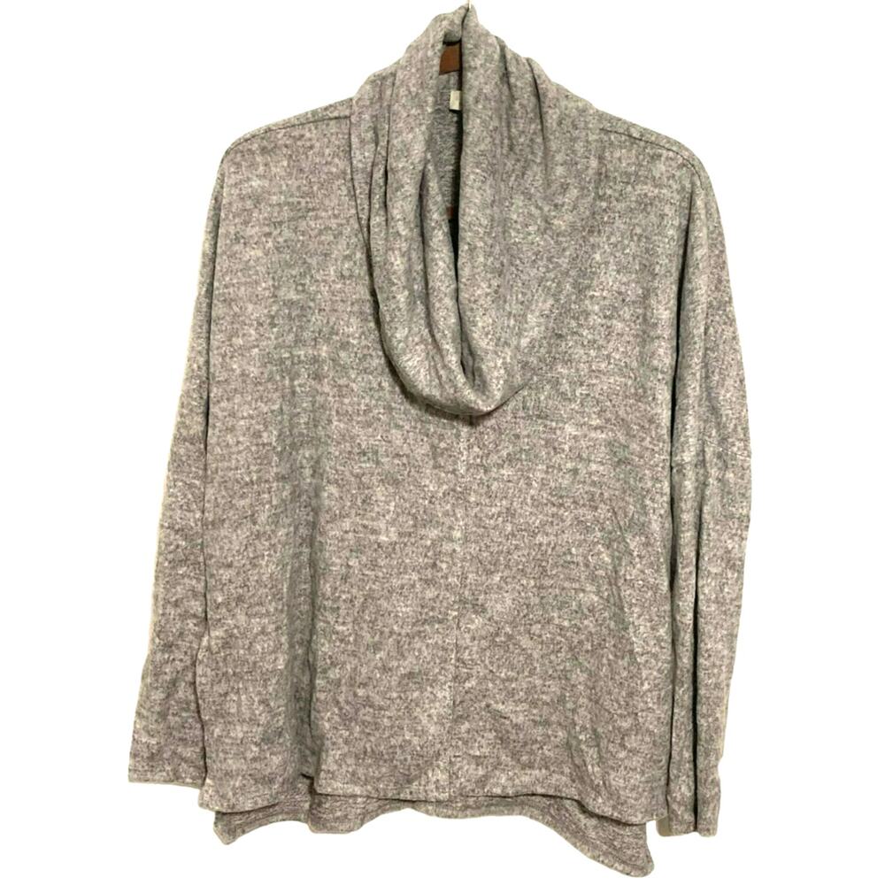 NWT Status by Chenault Ultra Soft Center Seam Cowl Sweater Sz Small Pearl Grey